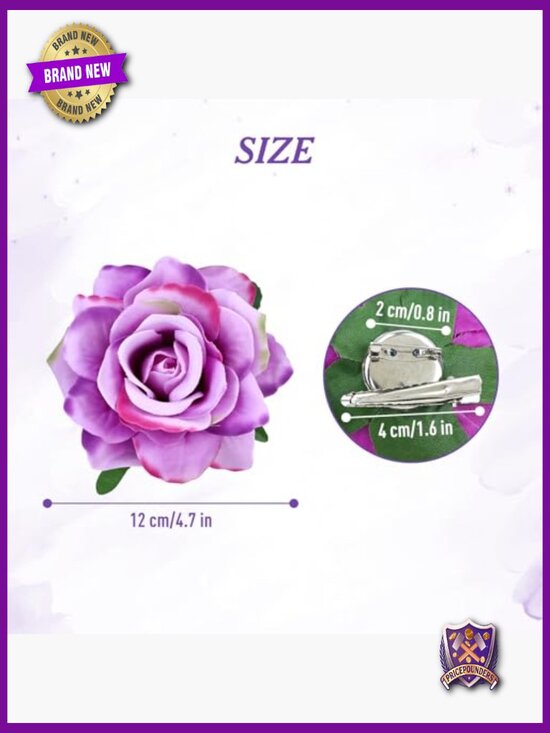 16 Pack Realistic Big Rose Flower Hair Clips Pins Barrettes Brooches main image 4